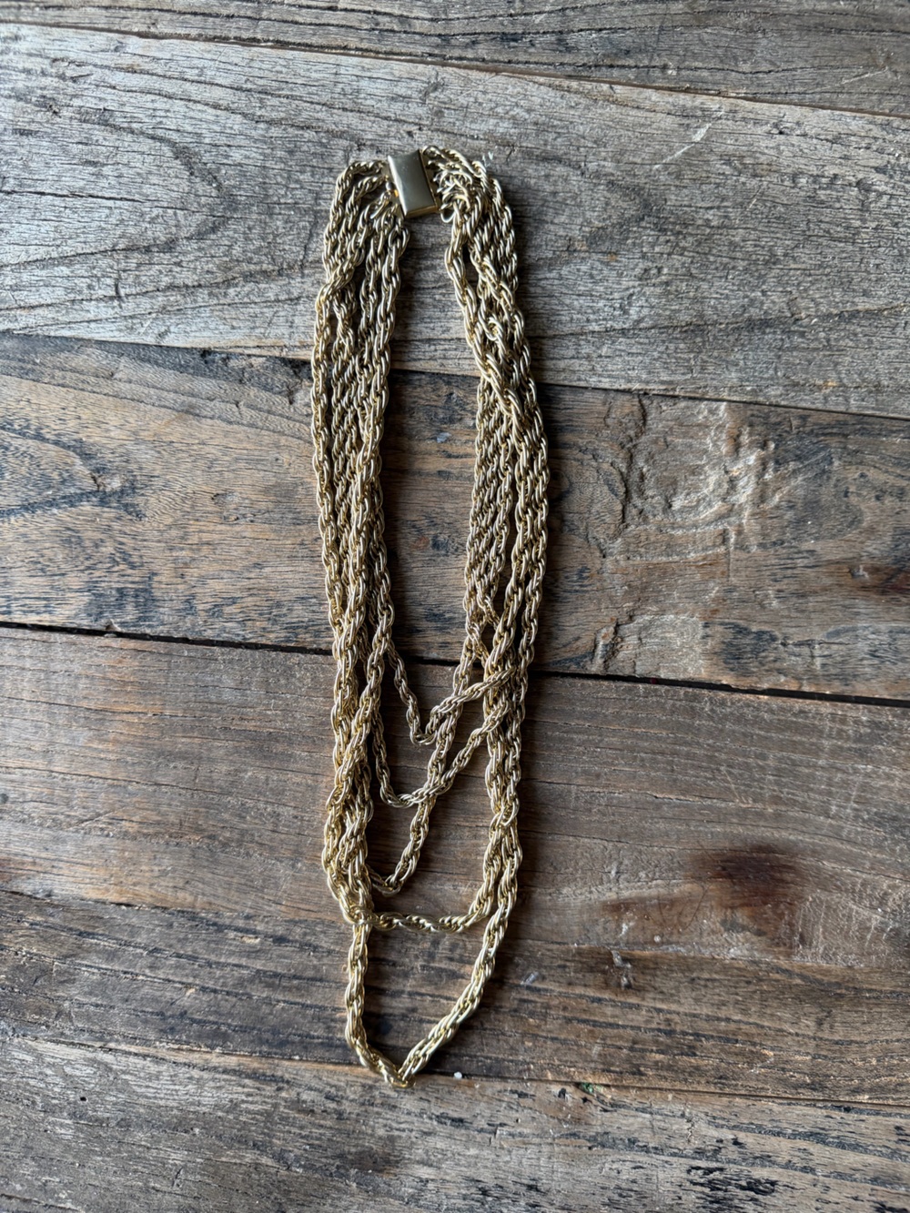 Vintage Gold-Tone Twisted Rope Necklace - Women's Jewelry